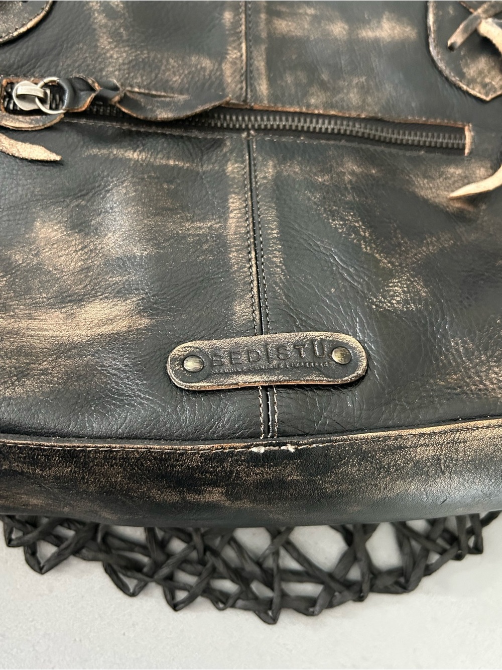 Bed Stu Leather Rockababy Shoulder Bag Crossbody Tote Black Rustic MSRP $345 - Picture 9 of 12